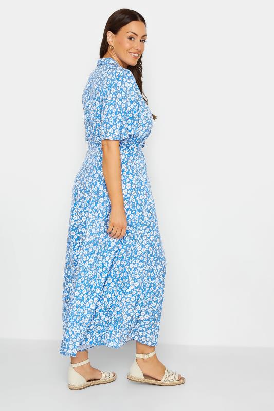 M&Co Blue Floral Print Maxi Shirt Dress | M&Co 3