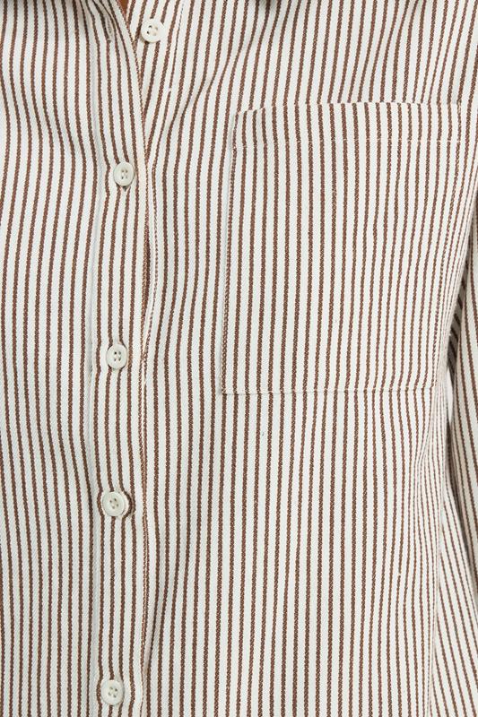 LTS Tall Women's Chocolate Brown & White Stripe Cotton Shirt | Long Tall Sally 5