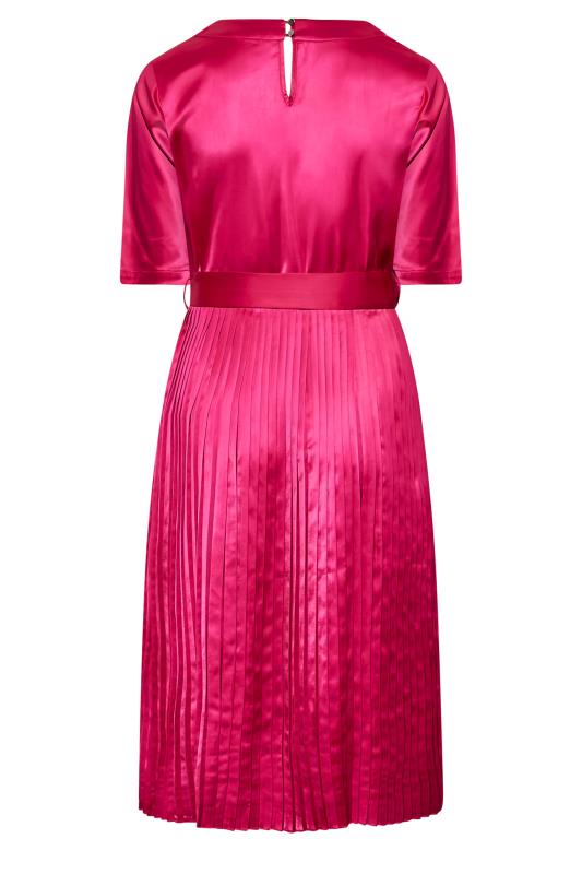 YOURS LONDON Plus Size Pink Satin Pleated Wrap Dress | Yours Clothing 7