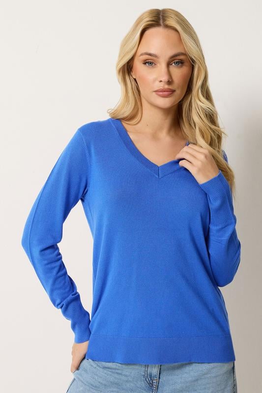  M&Co Cobalt Blue V-Neck Jumper
