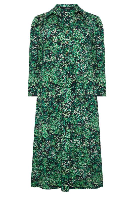 M&Co Green Floral Half Placket Midi Smock Dress | M&Co 6