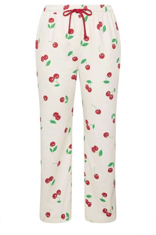 LIMITED COLLECTION Plus Size Cream Cherry Straight Leg Joggers | Yours Clothing 5