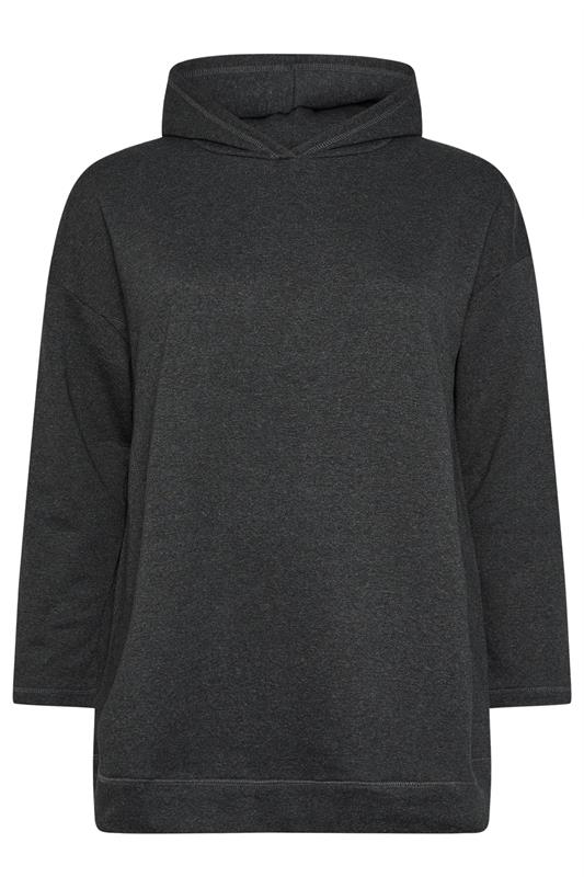 YOURS Plus Size Grey Seam Detail Hoodie | Yours Clothing 5