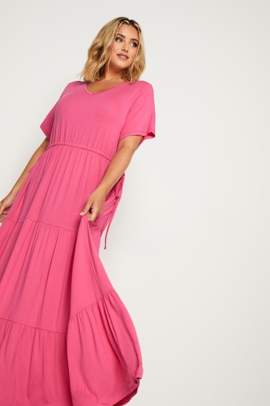 LIMITED COLLECTION Plus Size Pink Adjustable Waist Maxi Dress | Yours Clothing 7