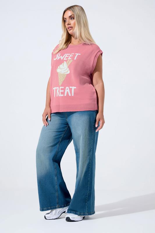 LIMITED COLLECTION Plus Size Pink Ice Cream Knitted Vest Top | Yours Clothing 1