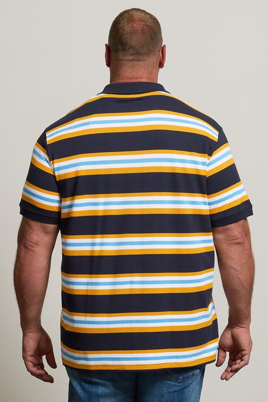 BadRhino Big & Tall Navy Blue & Yellow Striped Polo Shirt | BadRhino 2