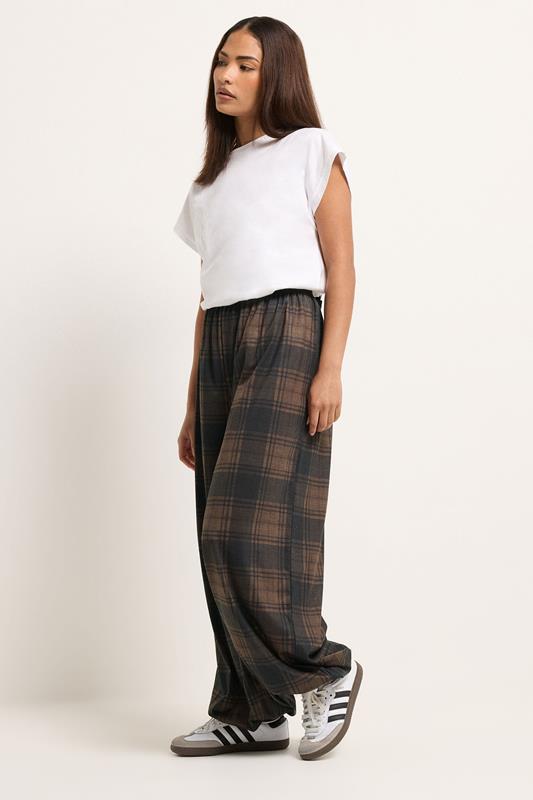 PixieGirl Petite Brown Check Balloon Trousers