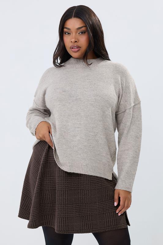 YOURS Curve Brown Check Mini Skirt