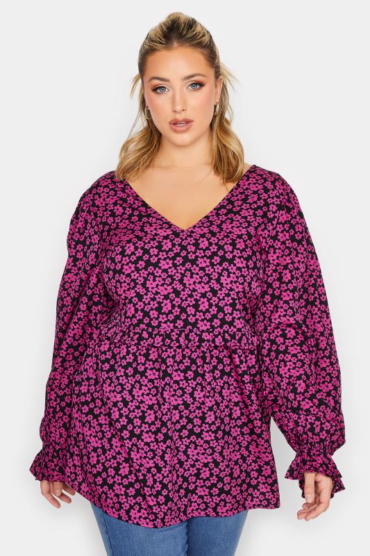 LIMITED COLLECTION Plus Size Womens Curve Pink Frill Detail Blouse | Yours Clothing 1