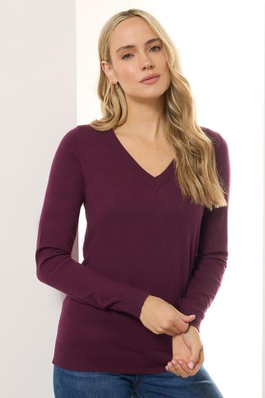 LTS Tall Cherry Red Knit V-Neck Jumper