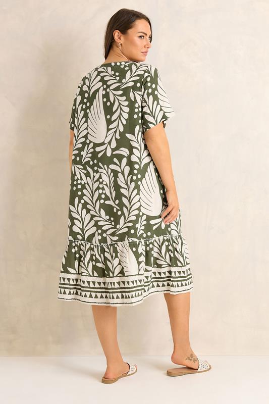 EVANS Plus Size Green Abstract Pintuck Dress | Evans 4