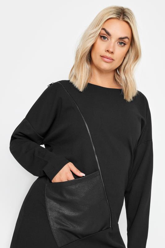 YOURS Curve Black Pocket Front Midi Dress | Yours Clothing 4