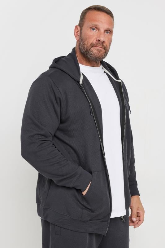 BadRhino Big & Tall Grey Zip Through Diamond Quilted Hoodie