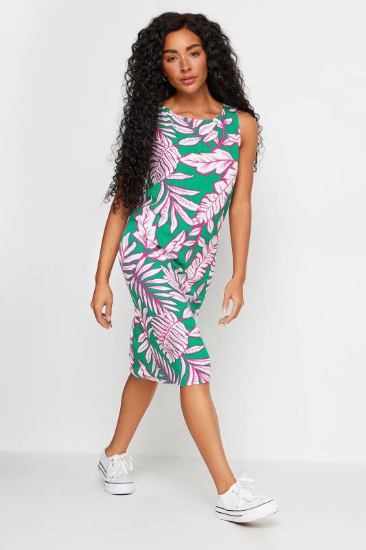 M&Co Petite Green Linen Leaf Print Shift Dress | M&Co 2