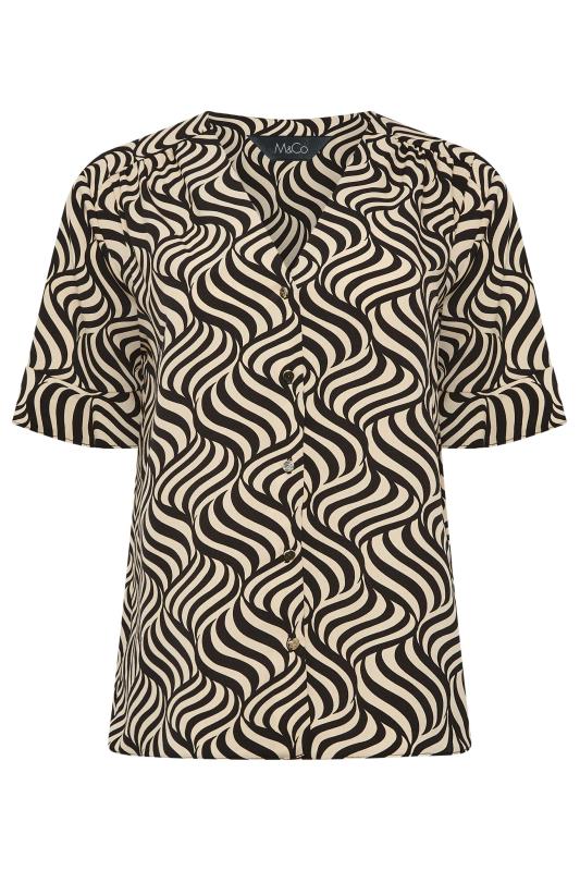 M&Co Black & White Swirl Print Frill Sleeve Blouse | M&Co 6