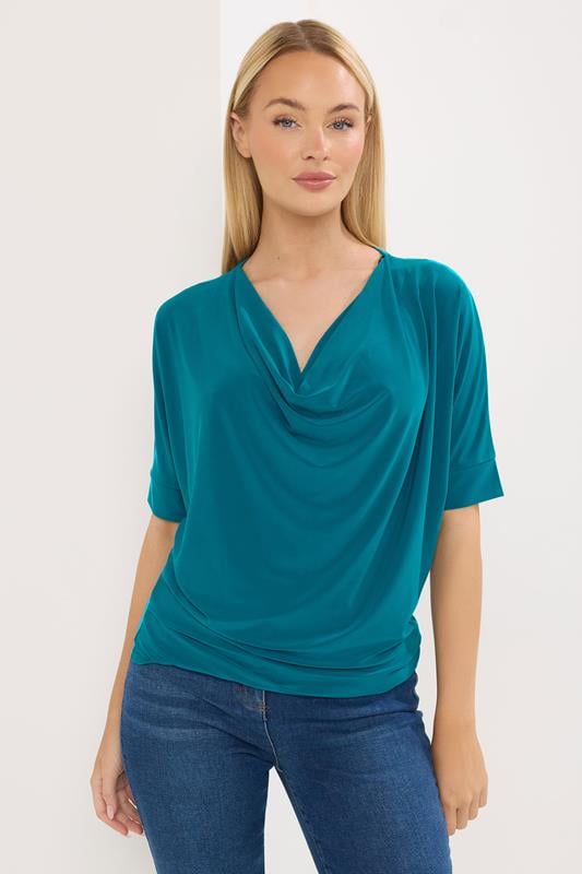 STAR Teal Green Cowl Neck Top
