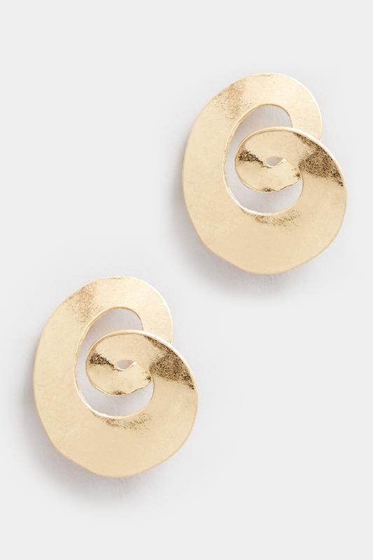 Gold Tone Swirl Stud Earrings | Yours Clothing 1