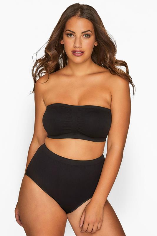 YOURS Curve Black Seamless Padded Non-Wired Bandeau Bra