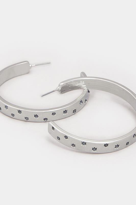 Silver Tone Star Diamante Hoop Earrings | Yours Clothing 2