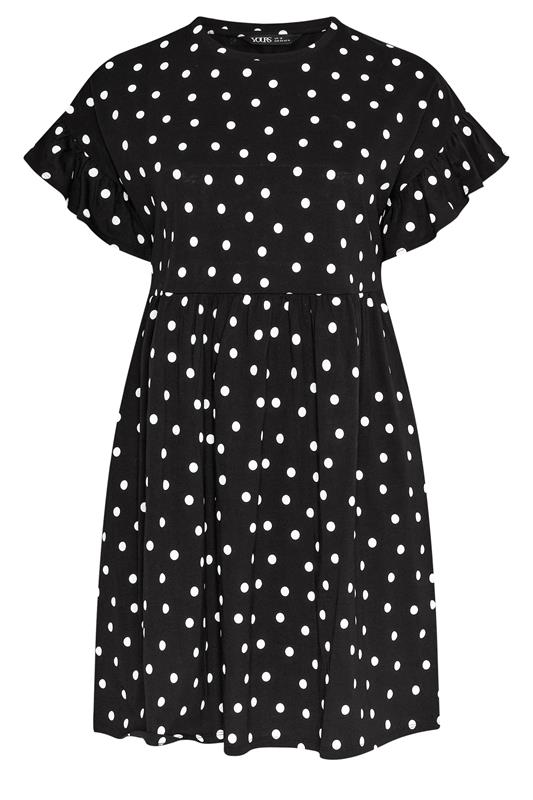 YOURS Plus Size Black Polka Dot Frill Sleeve Tunic Dress | Yours Clothing 5