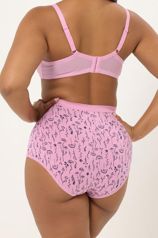 YOURSET 5 PACK Plus Size Pink & Navy Blue Floral Full Briefs | Yours Clothing 5