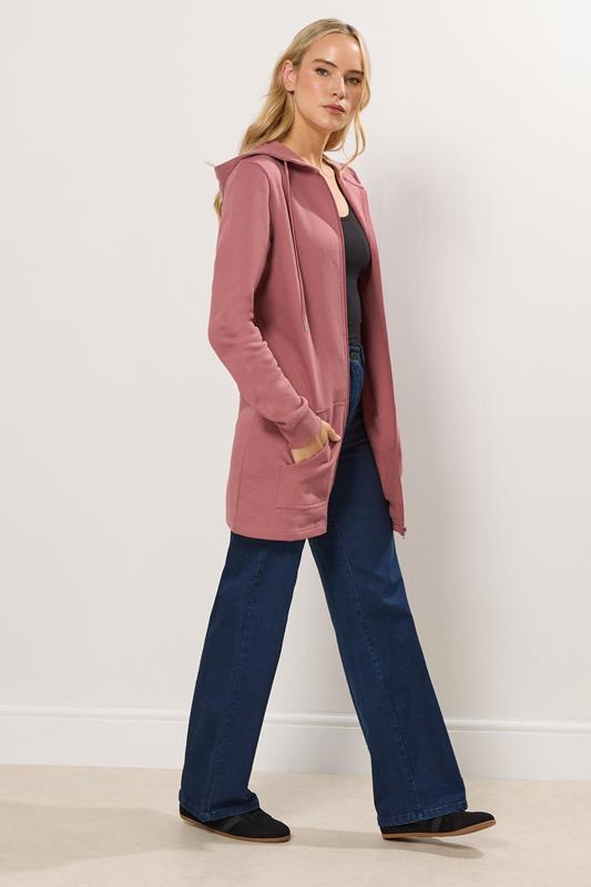 LTS Tall Women's Pink Cotton Longline Hoodie | Long Tall Sally 1