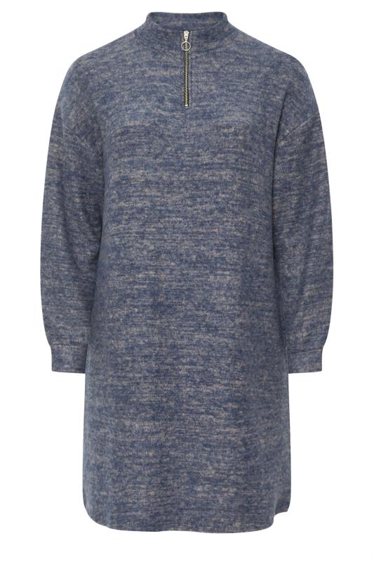 YOURS Plus Size Blue Soft Touch Zip Jumper Dress | Yours Clothing 5