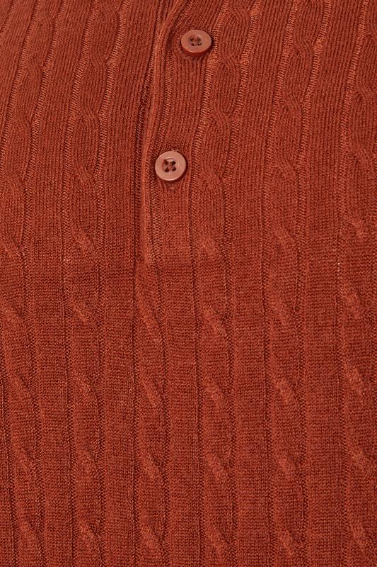 BadRhino Big & Tall Burnt Red Cable Knit Polo Shirt | BadRhino 7