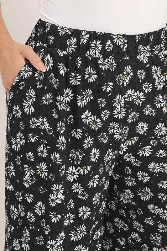 YOURS Curve Black Daisy Print Jersey Culottes | Yours Clothing 4
