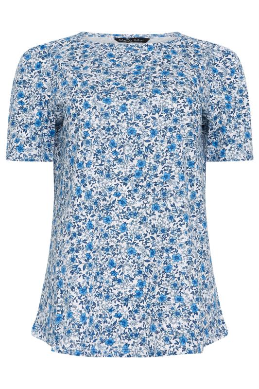 M&Co Blue Ditsy Floral Print Cotton Top | M&Co 5