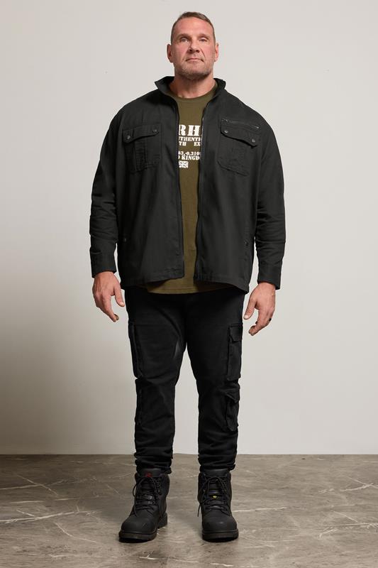 BadRhino Big & Tall Black Cotton Zip Through Jacket | BadRhino 2