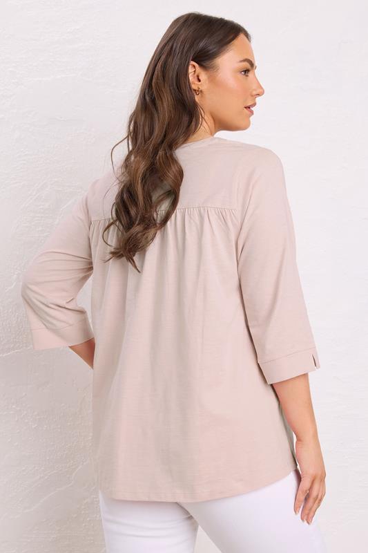 EVANS Plus Size Pink Pleat Front Henley Top | Evans 2
