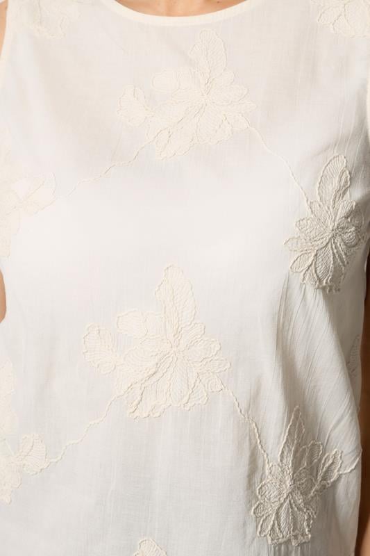 M&Co Ivory White Floral Embroidered Cotton Vest Top | M&Co 5