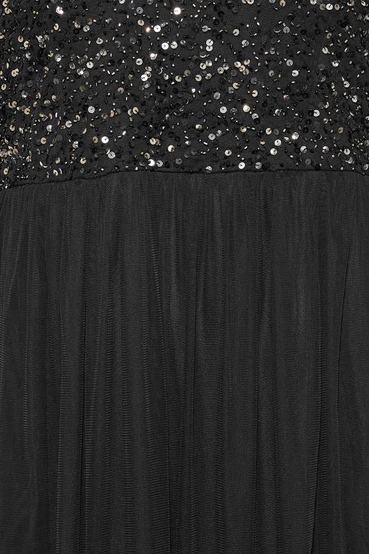 LUXE Plus Size Curve Black Angel Sleeve Hand Embellished Sequin Maxi Dress | Yours Clothing 5
