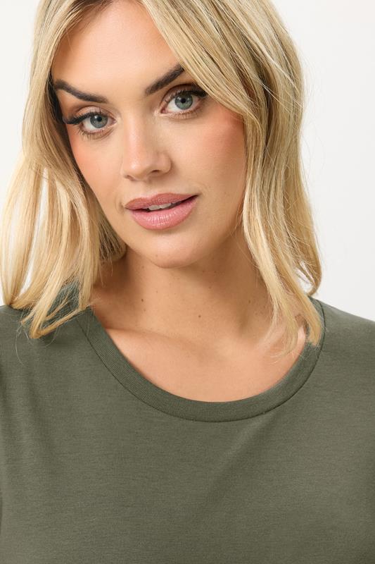 YOURS Plus Size Khaki Green Core T-Shirt | Yours Clothing 4