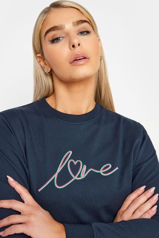 M&Co Navy Blue 'Love' Slogan Crew Neck Sweatshirt | M&Co 4
