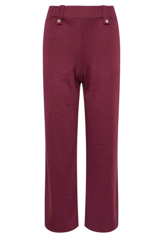 PixieGirl Petite Women's Burgundy Red Tailored Tab Wide Leg Trousers | PixieGirl 5