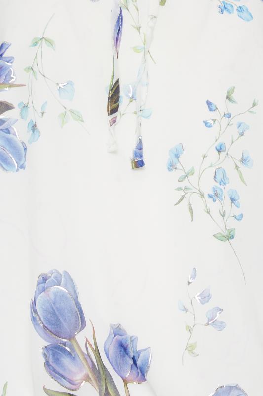 M&Co White Floral Print Tie Neck Blouse | M&Co 5