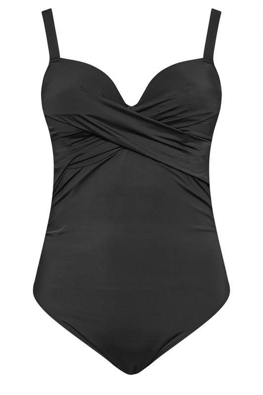 YOURS Plus Size Black Twist Front Premium Underwired Swimsuit | Yours Clothing 7