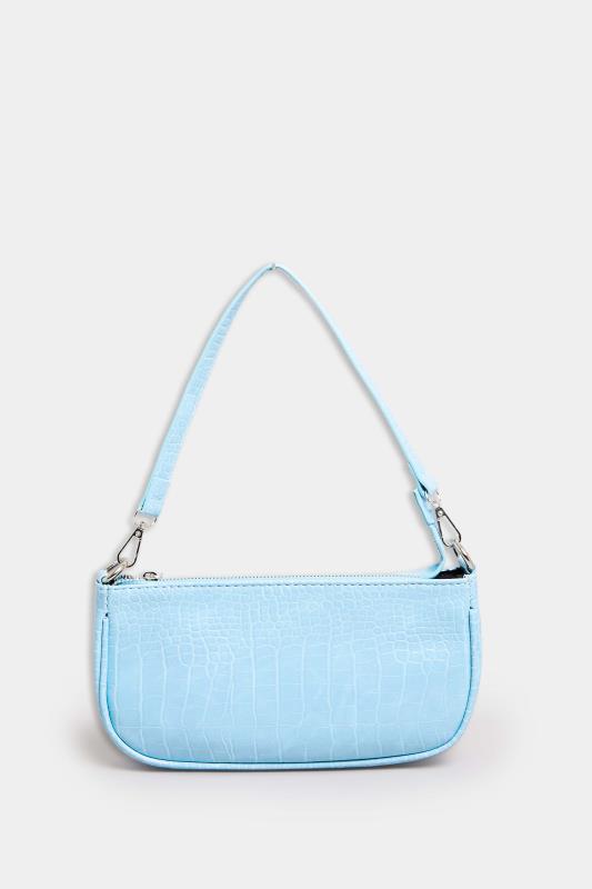 Light Blue Faux Croc Shoulder Bag | Yours Clothing 4