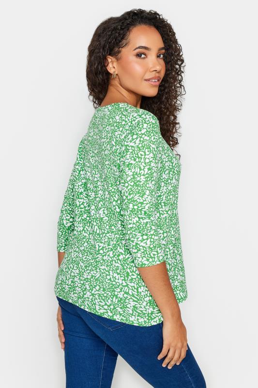 M&Co Green Abstract Print 3/4 Sleeve Cotton Top | M&Co  3