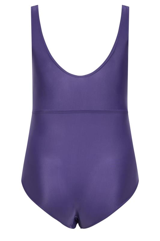YOURS Plus Size Purple Keyhole Tummy Control Swimsuit | Yours Clothing 4