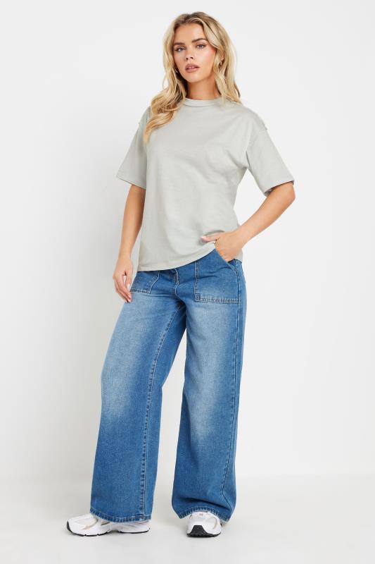 PixieGirl Petite Women's 2 PACK Grey & Yellow Seam Detail Cotton T-Shirt | PixieGirl 4