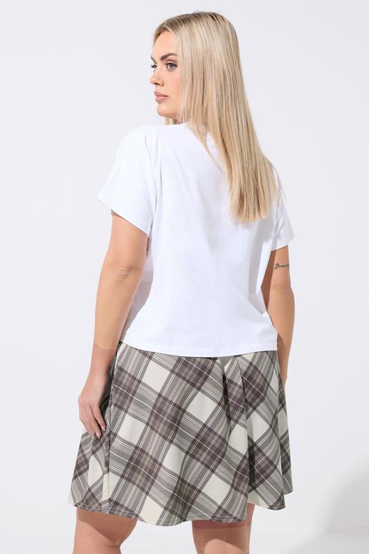 LIMITED COLLECTION Plus Size Natural Brown Check Pleated Skirt | Yours Clothing 2