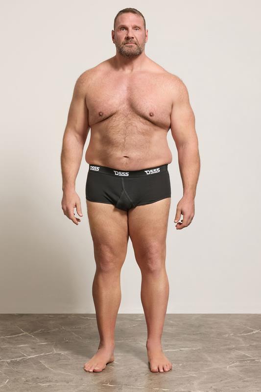 D555 2 PACK Big & Tall Black Branded Front Cotton Briefs | BadRhino 2