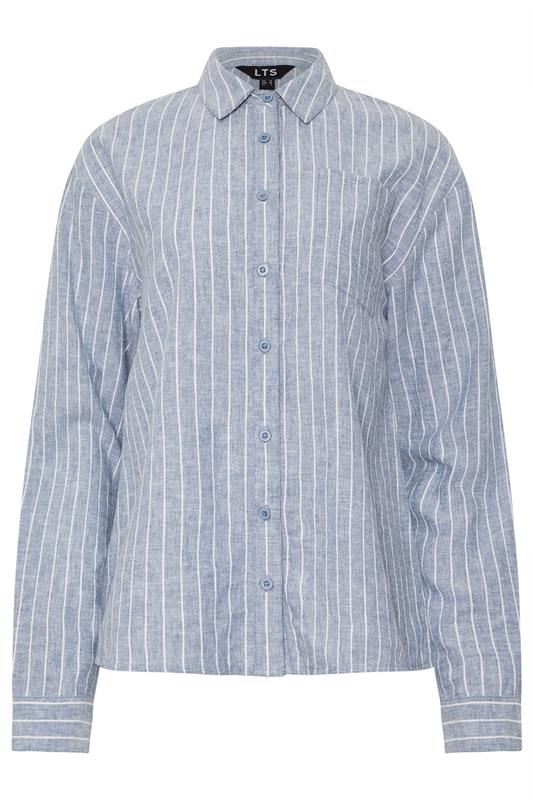 LTS Tall Blue Stripe Cotton Collared Shirt | Long Tall Sally  7