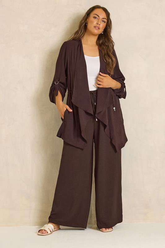 EVANS Curve Set Jacket & Trouser Chocolate Brown