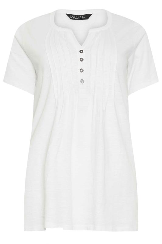 M&Co White Cotton Short Sleeve Henley Top | M&Co 5