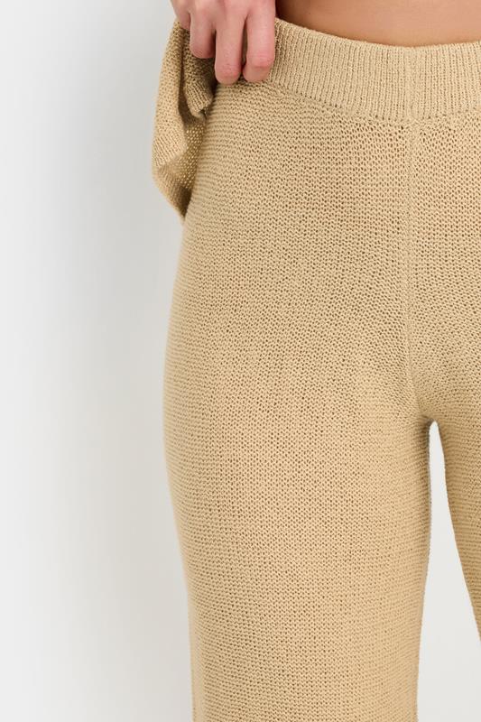 LTS Tall Natural Brown Knitted Wide Leg Trouser | Long Tall Sally 5