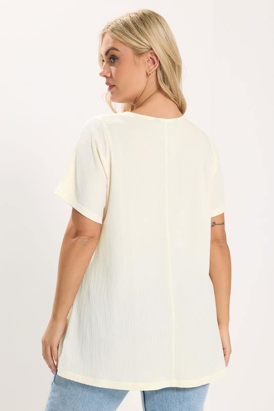 YOURS Plus Size Ivory White Textured Keyhole Detail Top | Yours Clothing 2